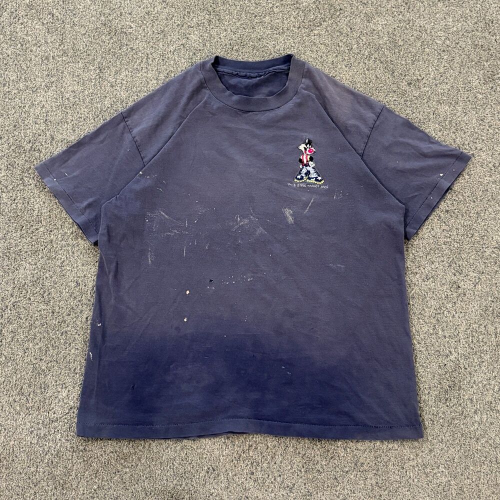 Vintage 90s Sylvester Looney Tunes Fader Faded Out Mens Sz L Thrashed Distressed